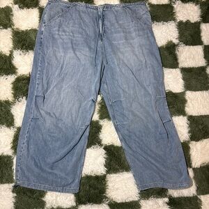 Good American Light Blue Wide Leg Cargo Jeans